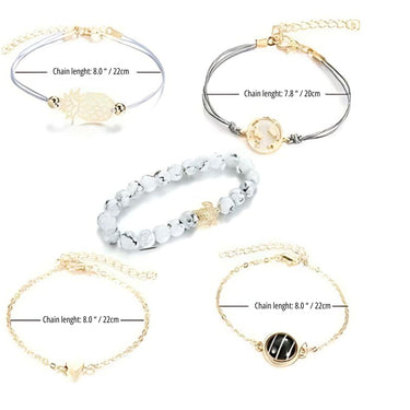 Pineapple Express 5 Piece Bracelet Set - Black Marble Italian Design